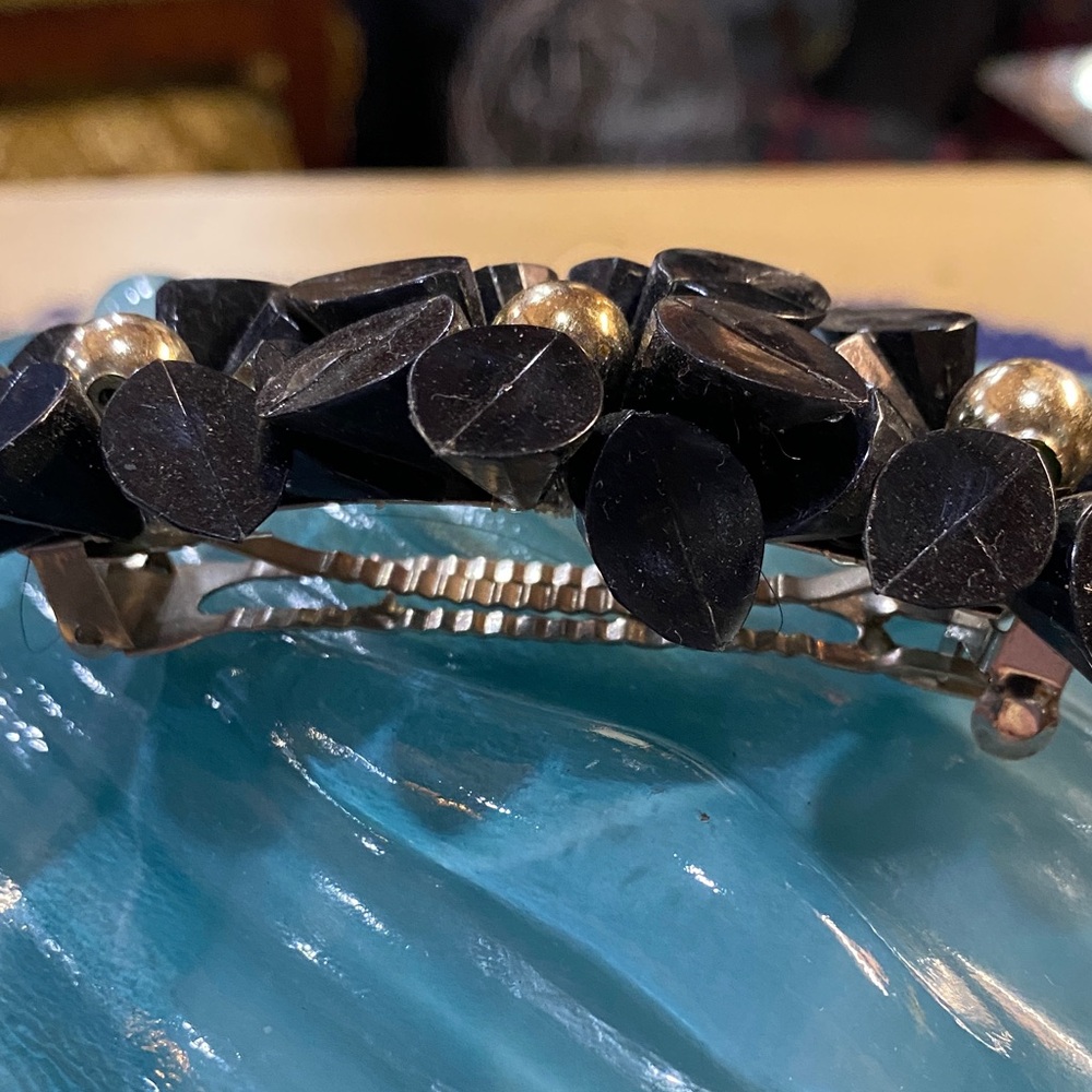 Elegant Black Floral Hair Barrette 4 Inch in Length - Picture 2 of 4